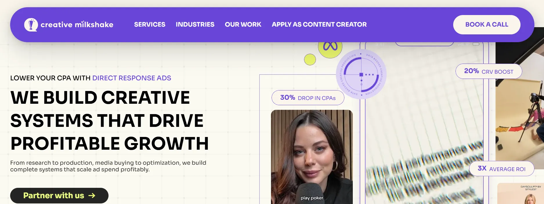 Creative Milkshake performance creative agency builds UGC ads and paid social creative systems for Meta and TikTok.