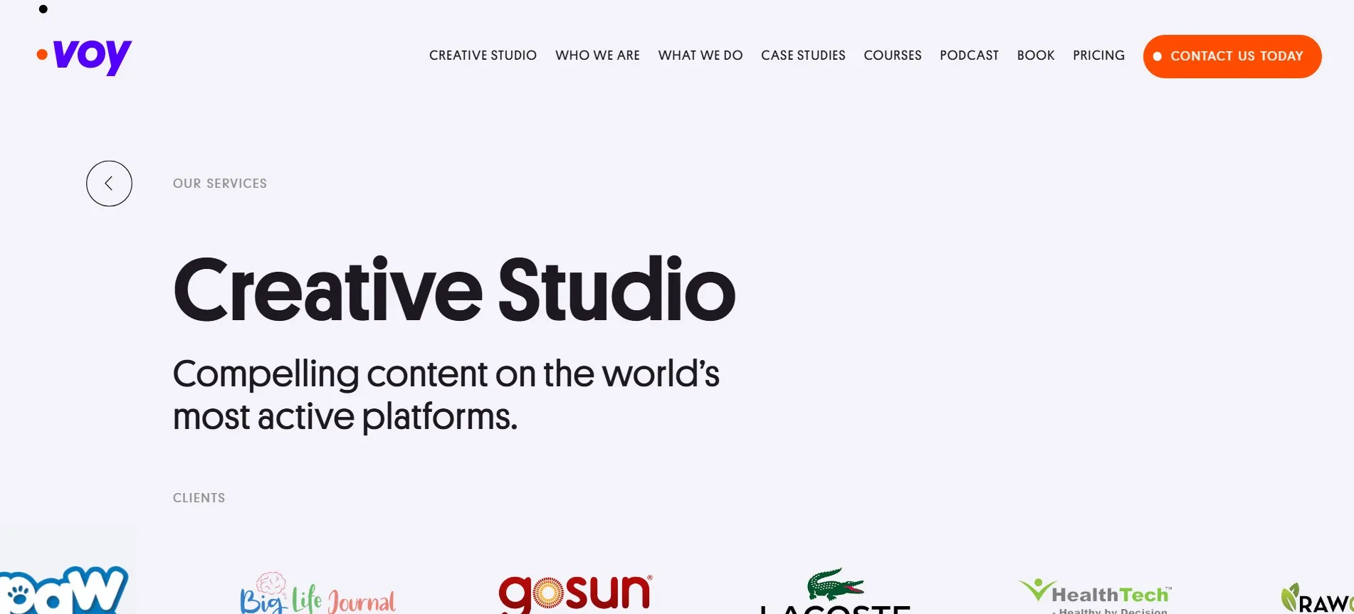 Voy Media creates paid social content and creative studio work for active platforms.