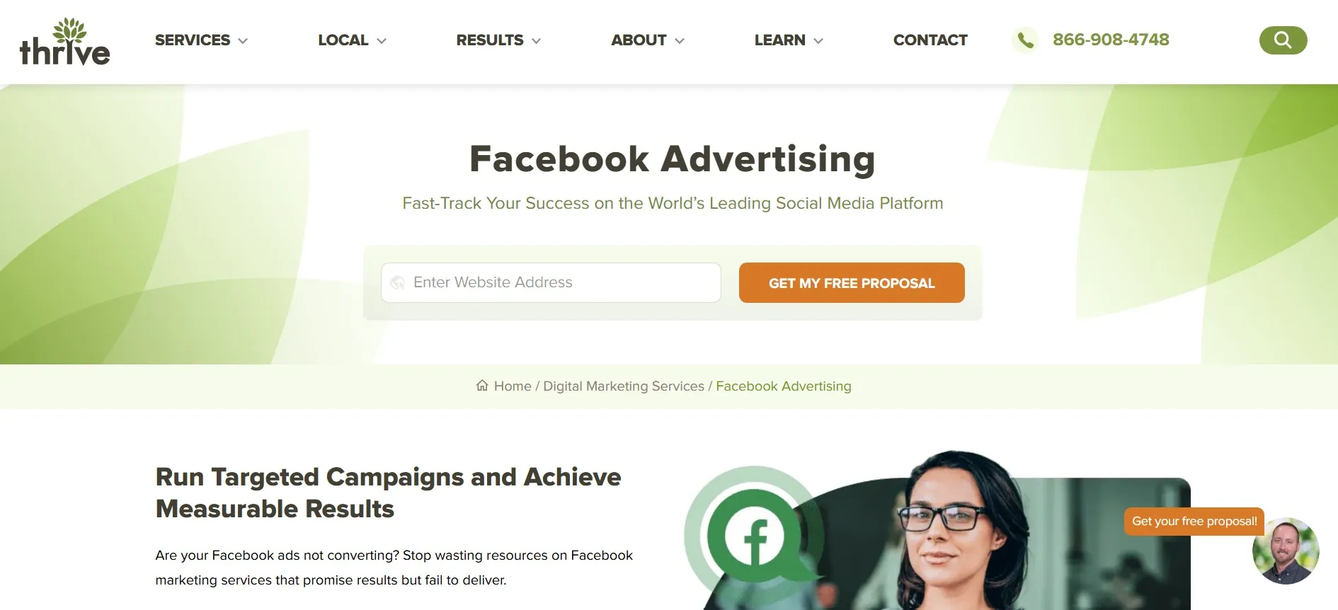 Thrive manages Facebook advertising for targeted campaigns and measurable results.