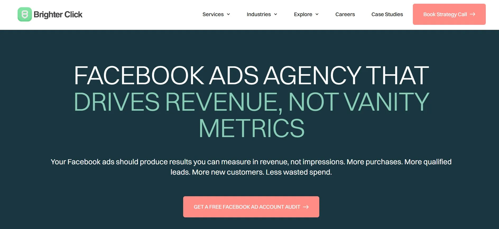 Brighter Click runs Facebook ads focused on revenue, leads, and customer growth.